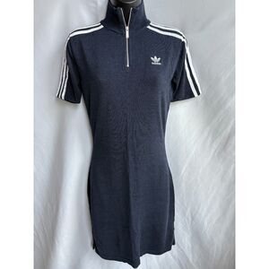 Adidas 3 Stripes Sporty Dress Knit Athletic Navy Blue Classy Tennis Workout S